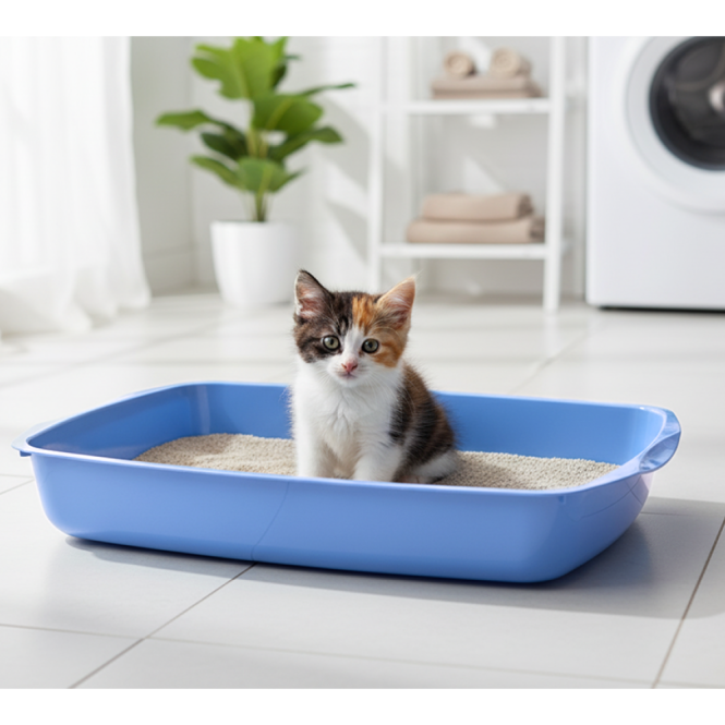 Savic Katzentoilette flach - blau/rosa – Bild 3