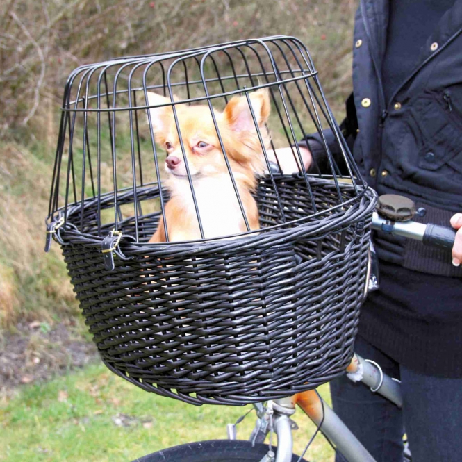 Trixie Fahrradkorb aus Weide mit Gitter - schwarz – Bild 3