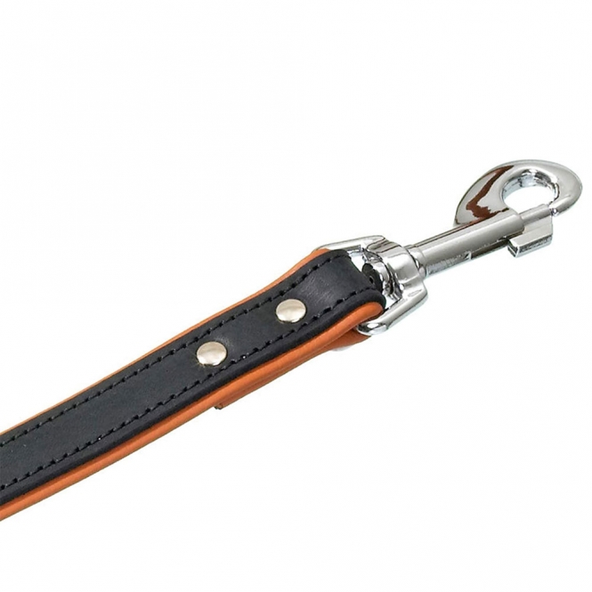 Karlie Rodeo Leine genietet, 22mm 100cm - schwarz/cognac – Bild 2